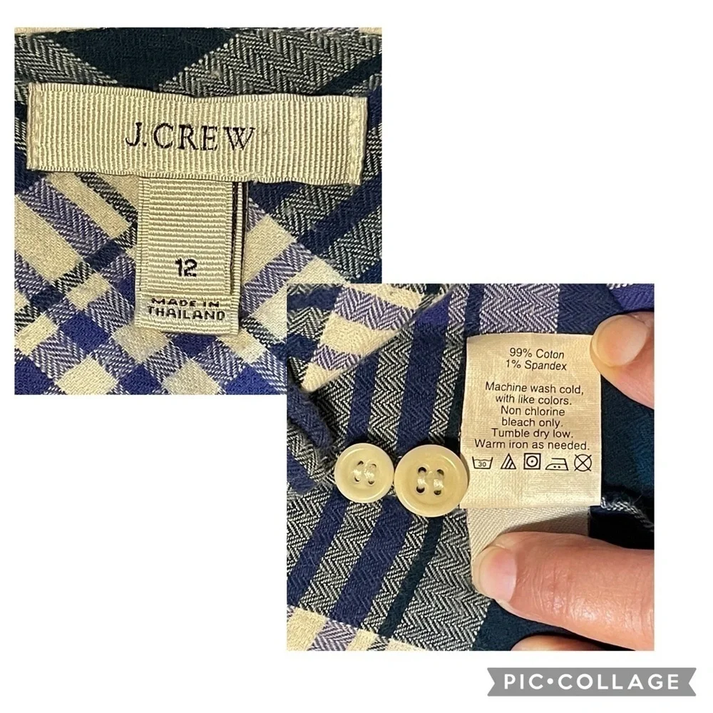 J Crew Acropolis Classic Collared, Plaid Button-Up Shirt - Sz 12